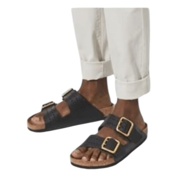 Birkenstock Arizona Bold Gap Black Leather Sandal 45 US 12 Mens - Picture 4 of 12